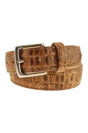 Colombia Hornback Croco Embossed Leather Belt in Khaki by T.B. Phelps