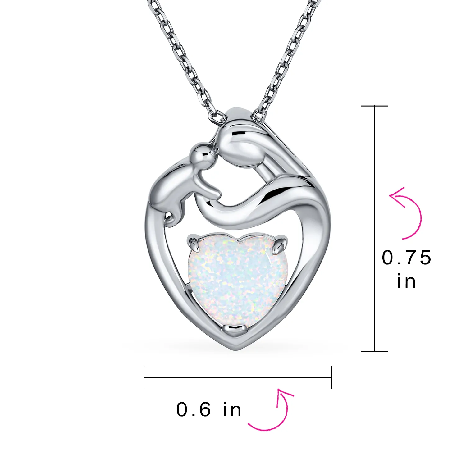 Created White Opal Heart Pendant Necklace for New Mother in Rose Gold Plated Silver