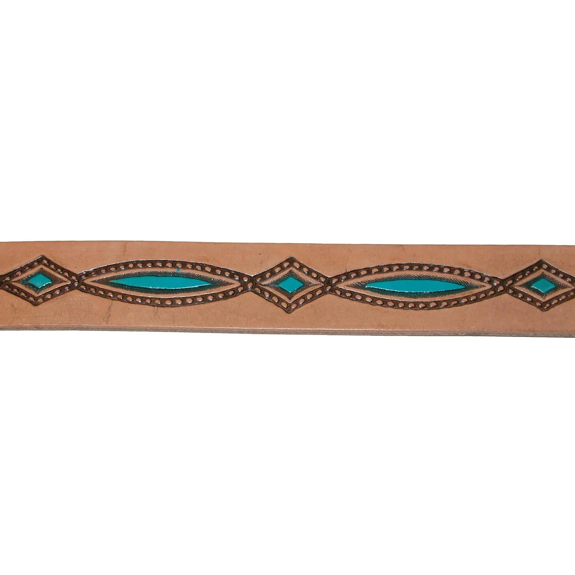 CTM® Men's Oil Tanned Leather Belt with Embossed Turquoise Accents