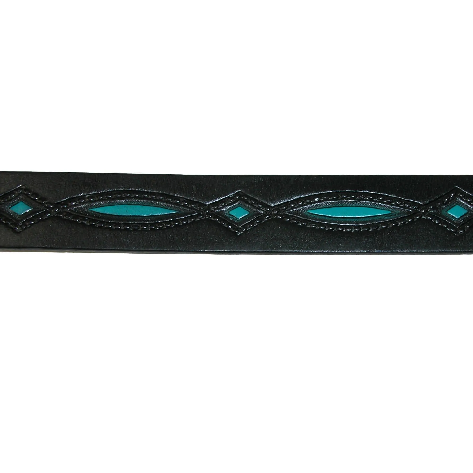 CTM® Men's Oil Tanned Leather Belt with Embossed Turquoise Accents