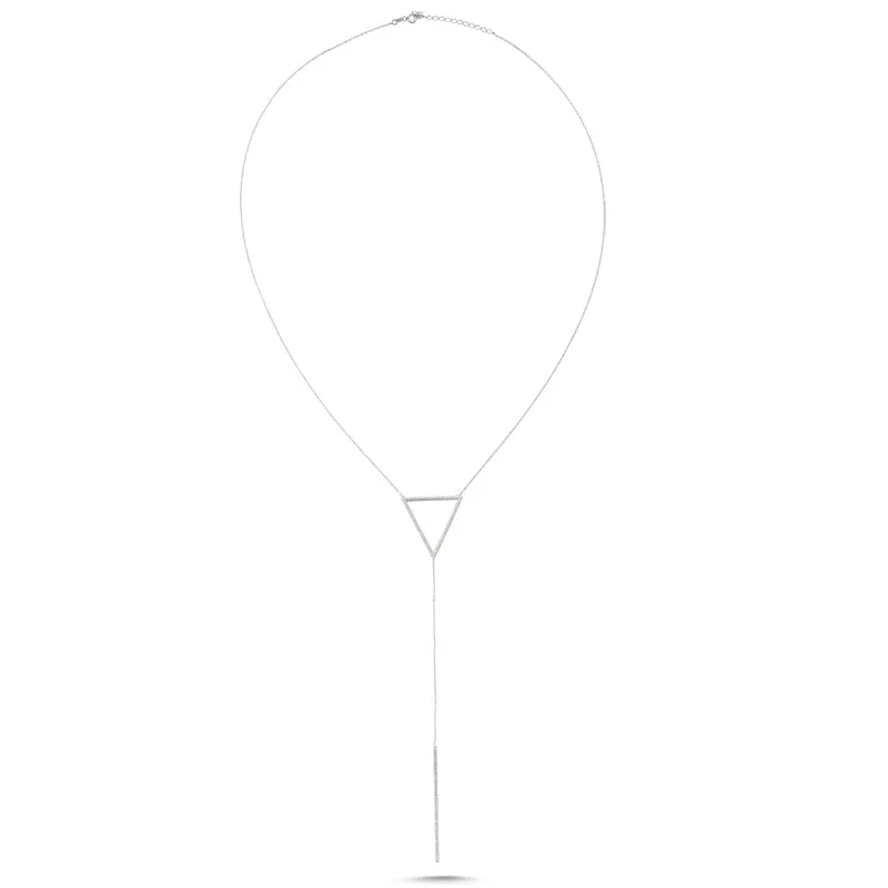 Dainty Silver Triangle & Line Pendant Necklace