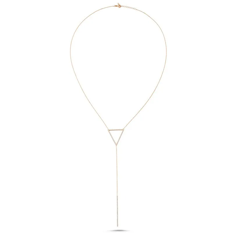 Dainty Silver Triangle & Line Pendant Necklace