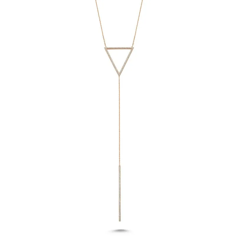 Dainty Silver Triangle & Line Pendant Necklace