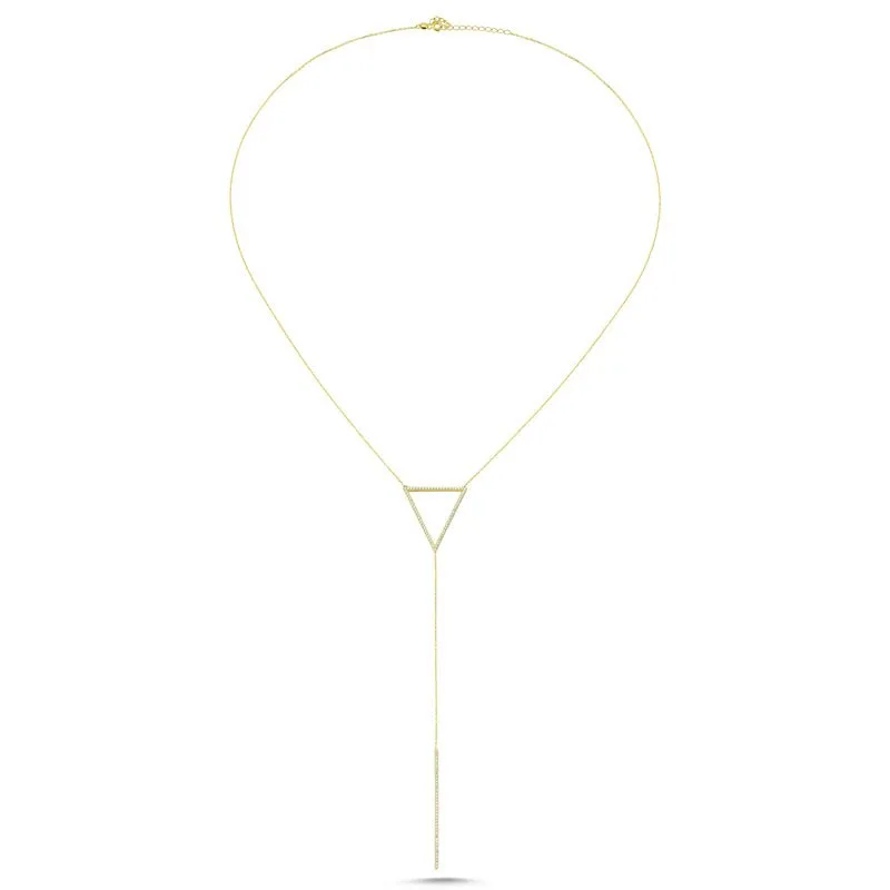 Dainty Silver Triangle & Line Pendant Necklace