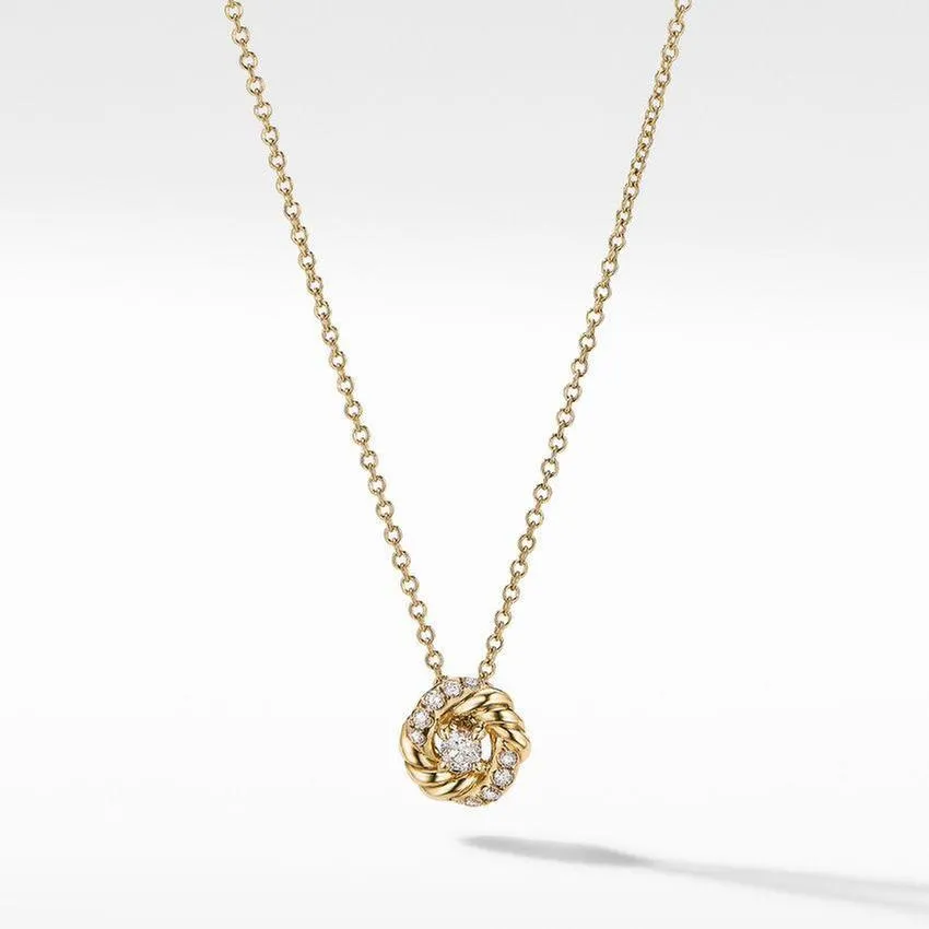 David Yurman Petite Infinity Pendant Necklace in 18k Yellow Gold with Diamonds