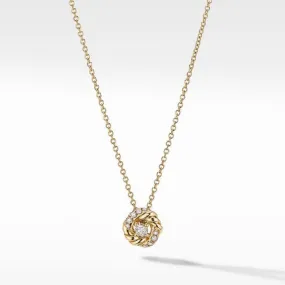 David Yurman Petite Infinity Pendant Necklace in 18k Yellow Gold with Diamonds