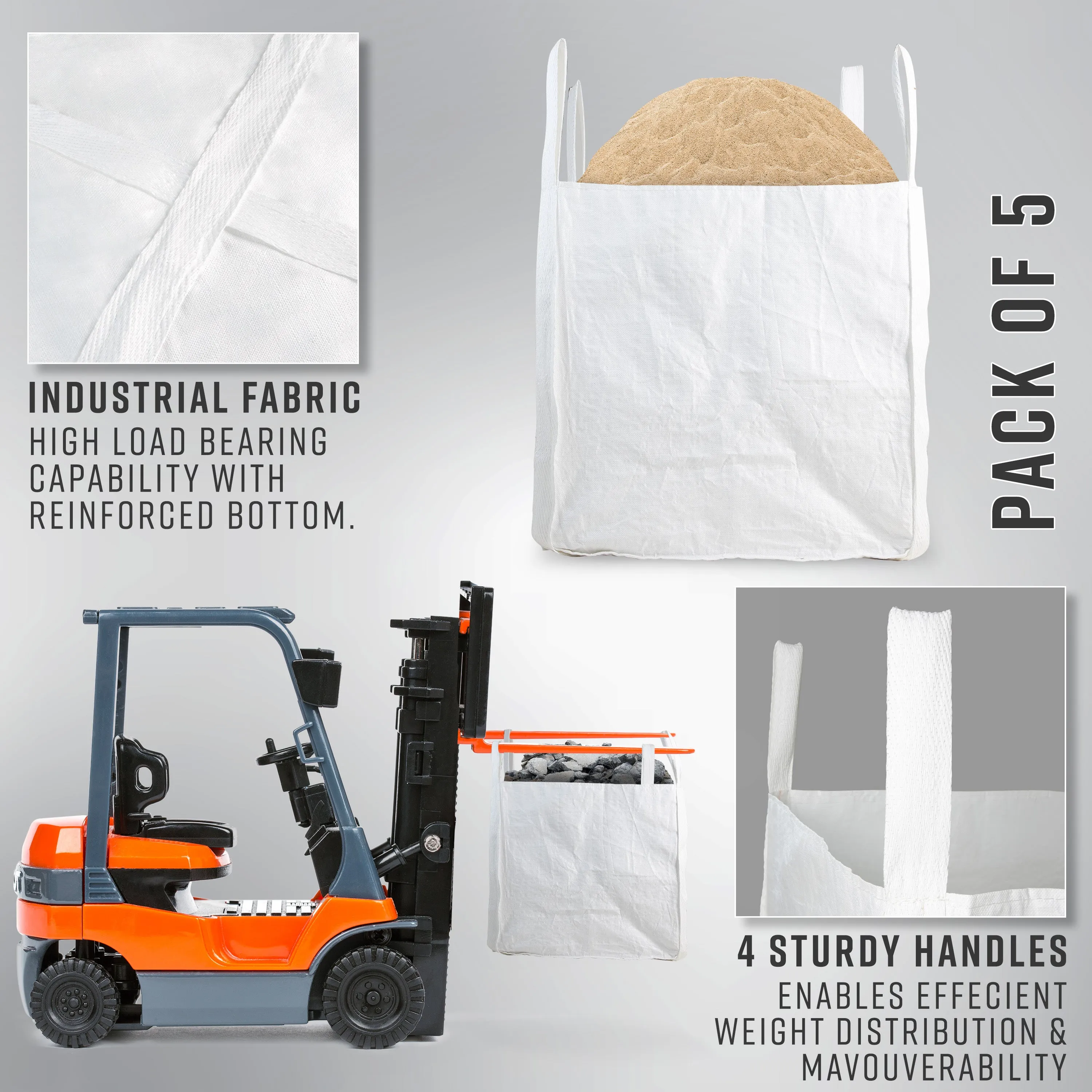 Deco Express Garden Waste Bags - Heavy Duty Bags - White 1.5T - 5 Pack