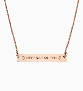 Defense Queen - Volleyball Position Engraved Necklace Bar