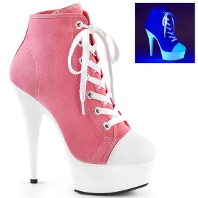 Delight-600SK-02 Pink Canvas/Neon White, 6" Heels