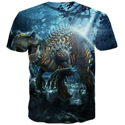 Dinosaur T shirts Men Animal Shirt Print Skeleton Tshirts Casual Metal T-shirts Graphic Forest Tshirts Cool