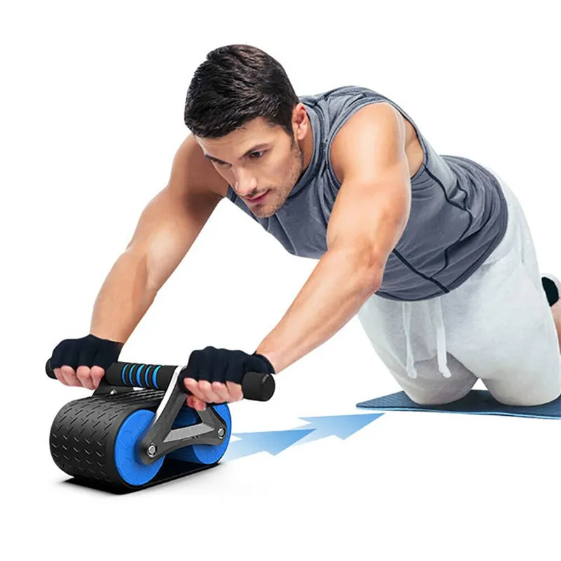 Double-wheel abdominal exercisers with automatic rebound