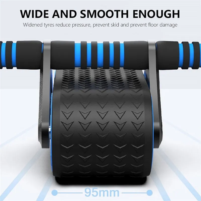 Double-wheel abdominal exercisers with automatic rebound