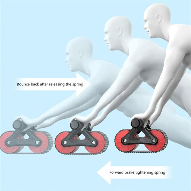 Double-wheel abdominal exercisers with automatic rebound