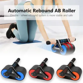 Double-wheel abdominal exercisers with automatic rebound