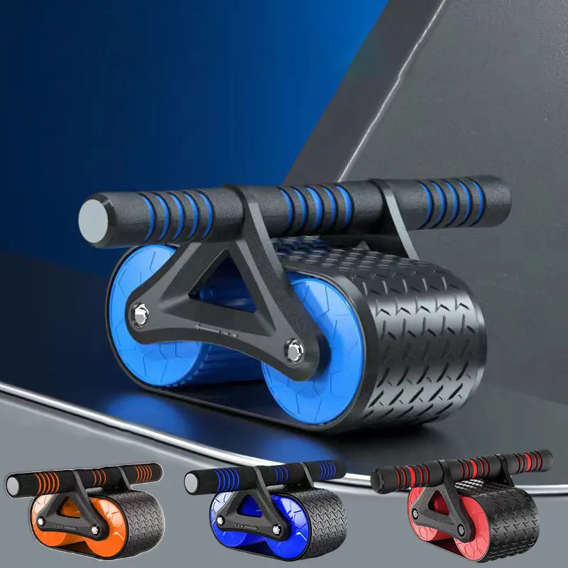 Double-wheel abdominal exercisers with automatic rebound