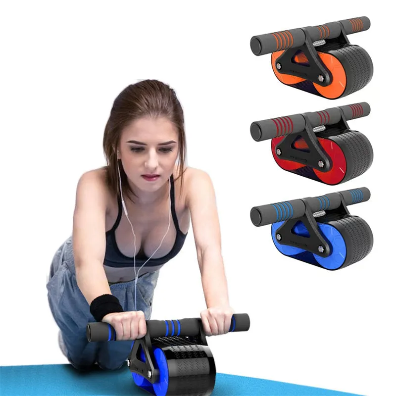 Double-wheel abdominal exercisers with automatic rebound