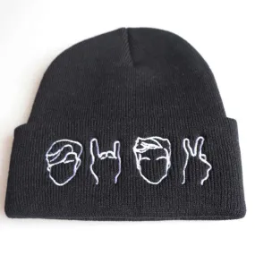 Emoji Gesture Embroidery Knitted Beanies