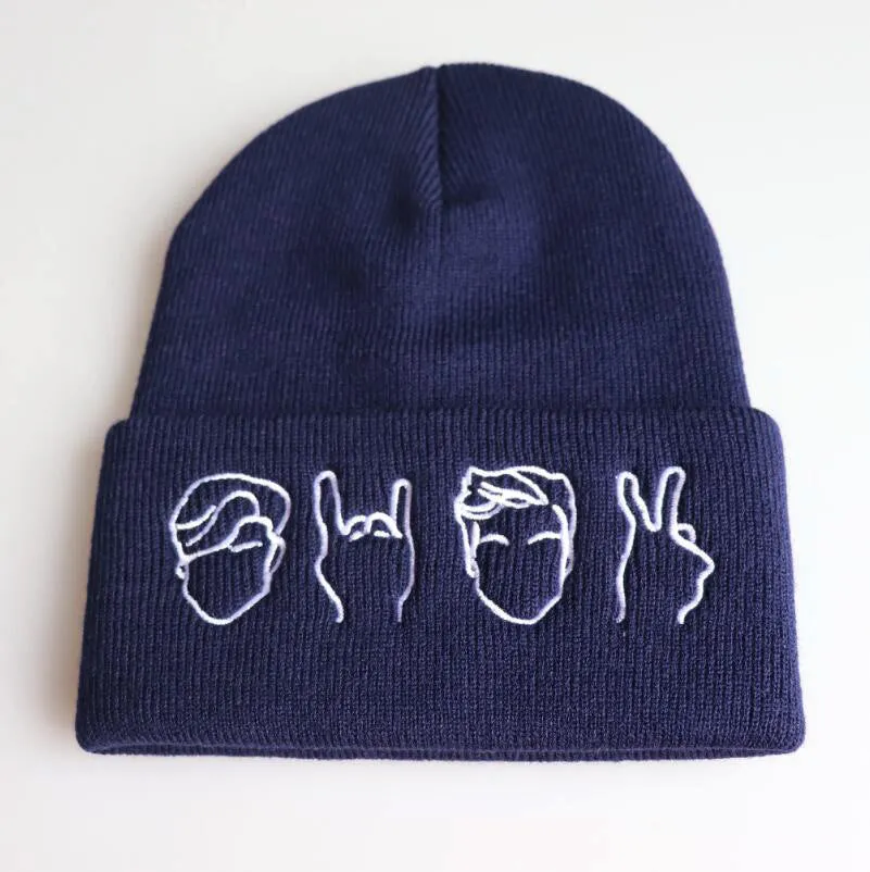 Emoji Gesture Embroidery Knitted Beanies