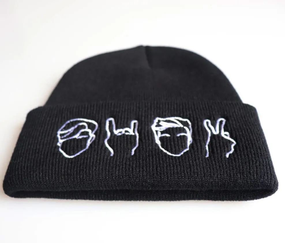 Emoji Gesture Embroidery Knitted Beanies