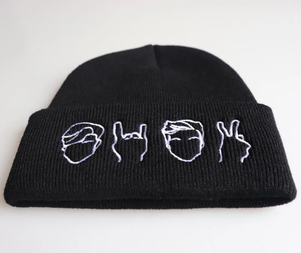Emoji Gesture Embroidery Knitted Beanies