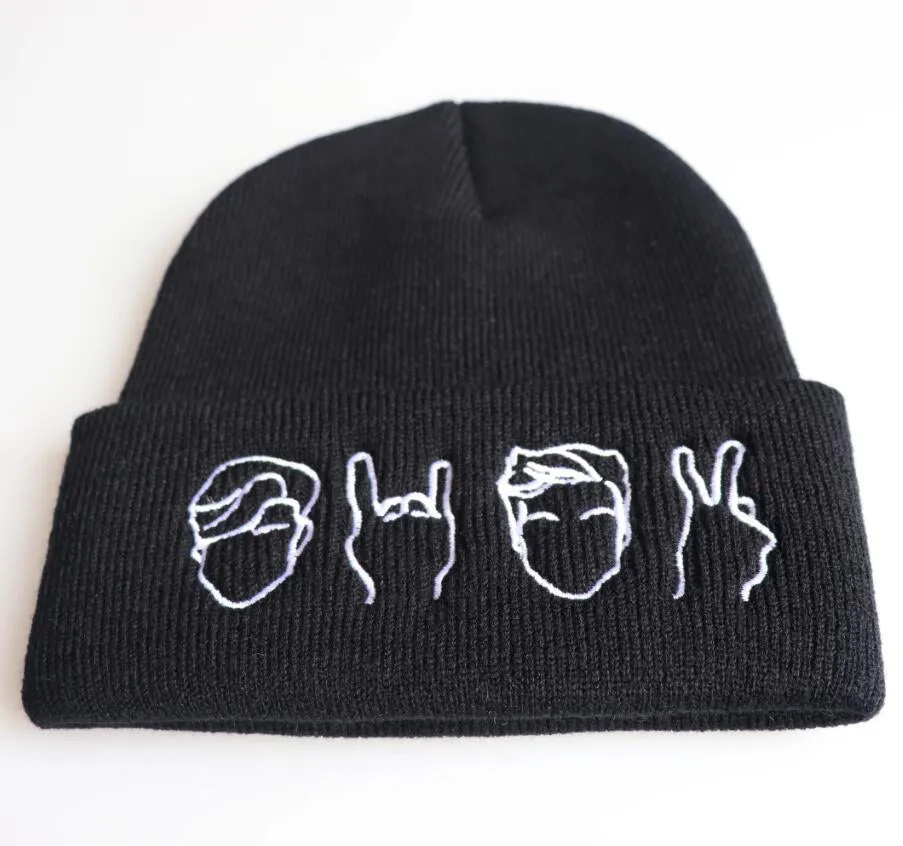 Emoji Gesture Embroidery Knitted Beanies