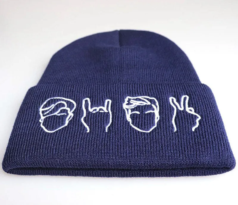Emoji Gesture Embroidery Knitted Beanies