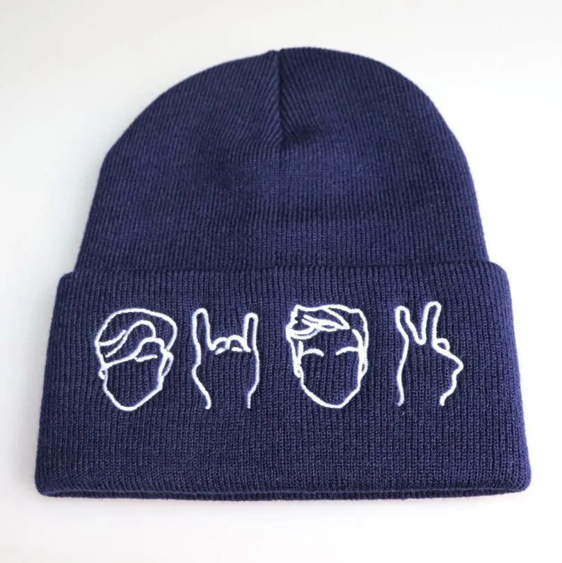 Emoji Gesture Embroidery Knitted Beanies