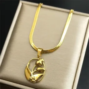 Exquisite Flower Tulip Necklace for Women Stainless Steel Gold Color Y2K Sweet Chain Girlfriend Gift