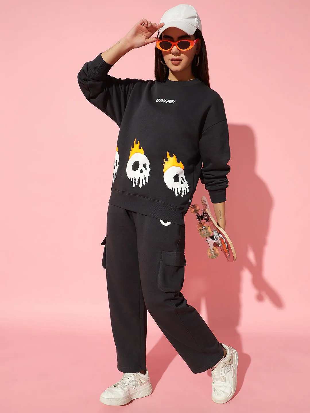 fire skeleton Oversized Sweatshirt