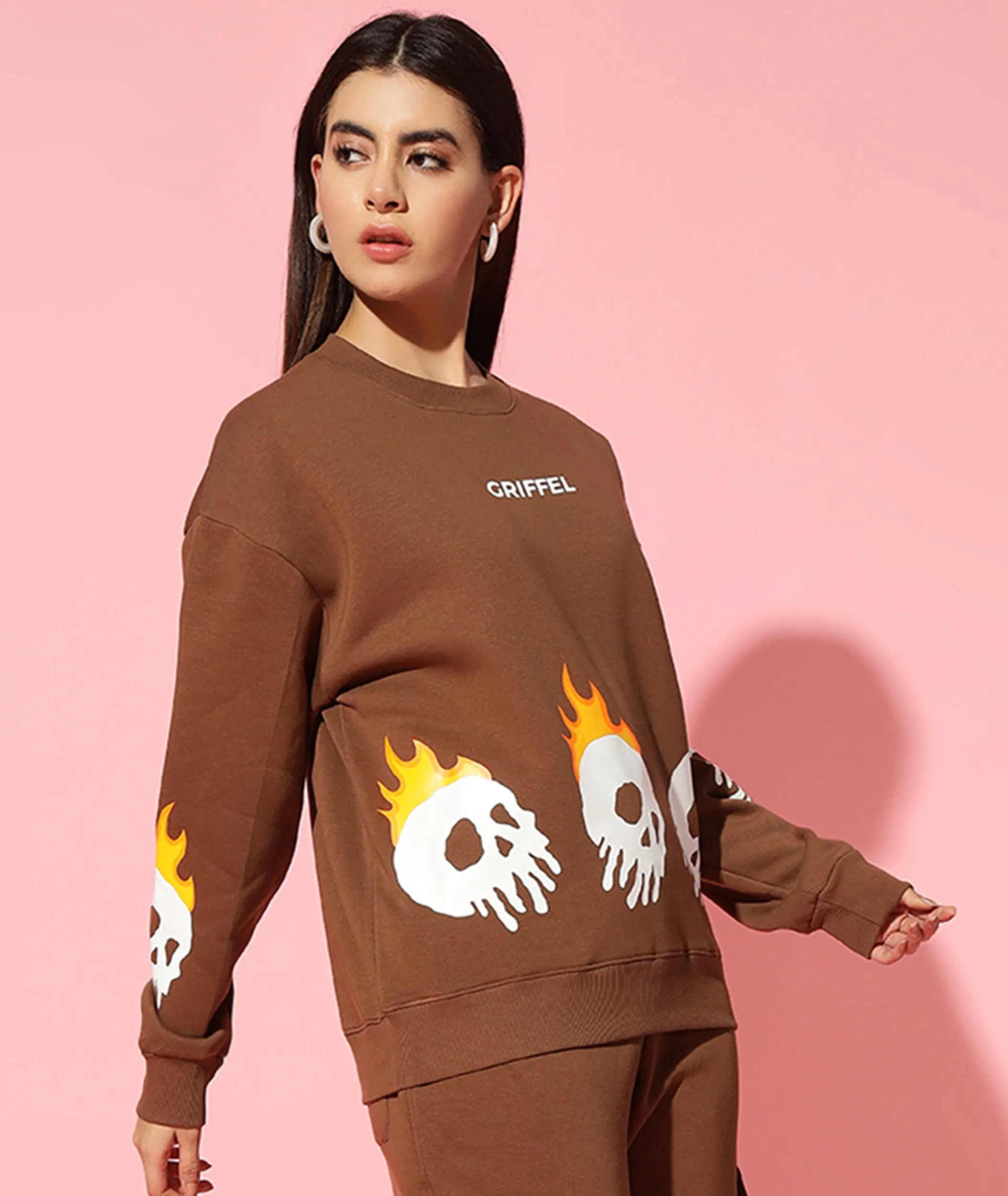 fire skeleton Oversized Sweatshirt