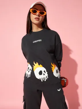 fire skeleton Oversized Sweatshirt