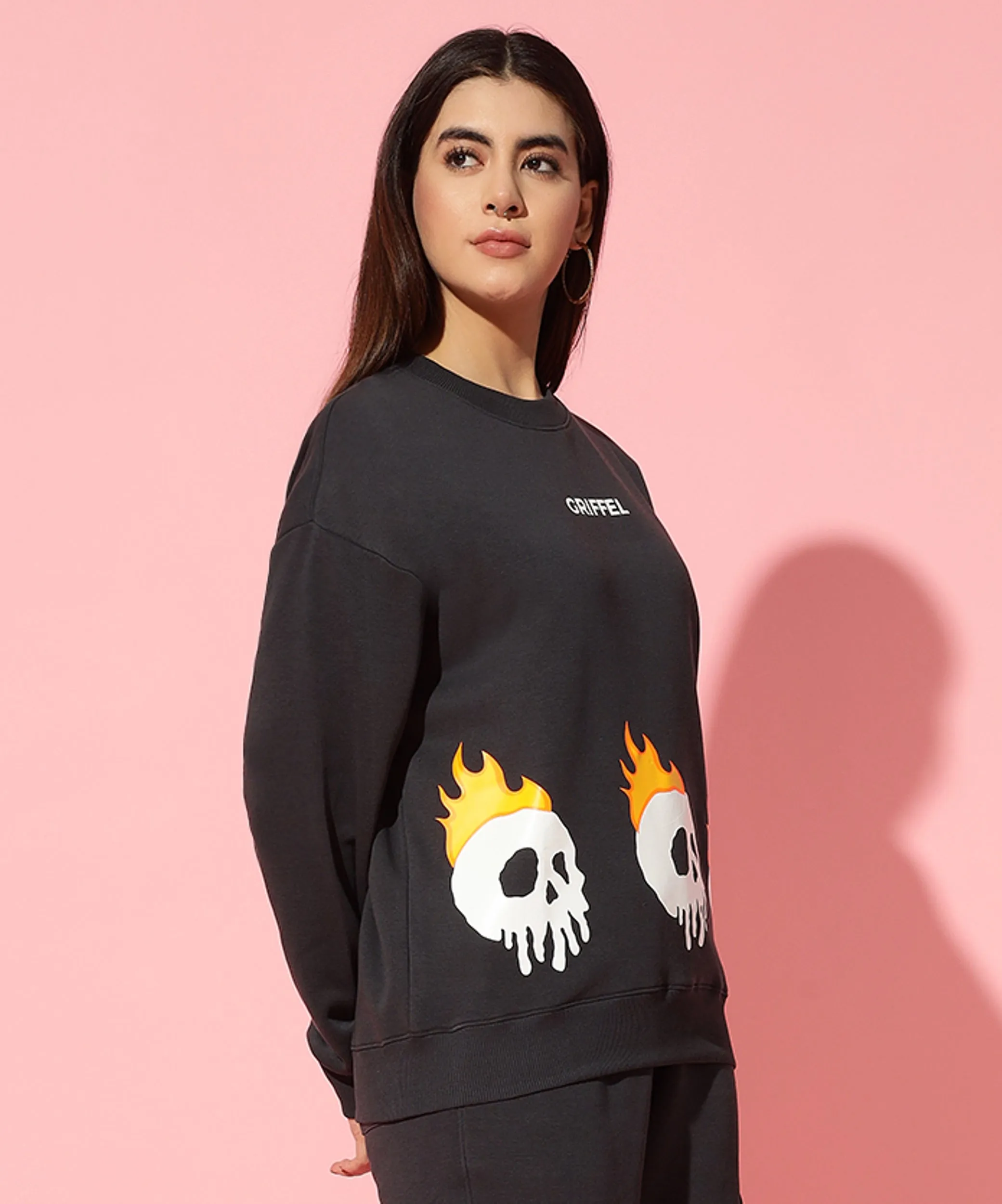 fire skeleton Oversized Sweatshirt