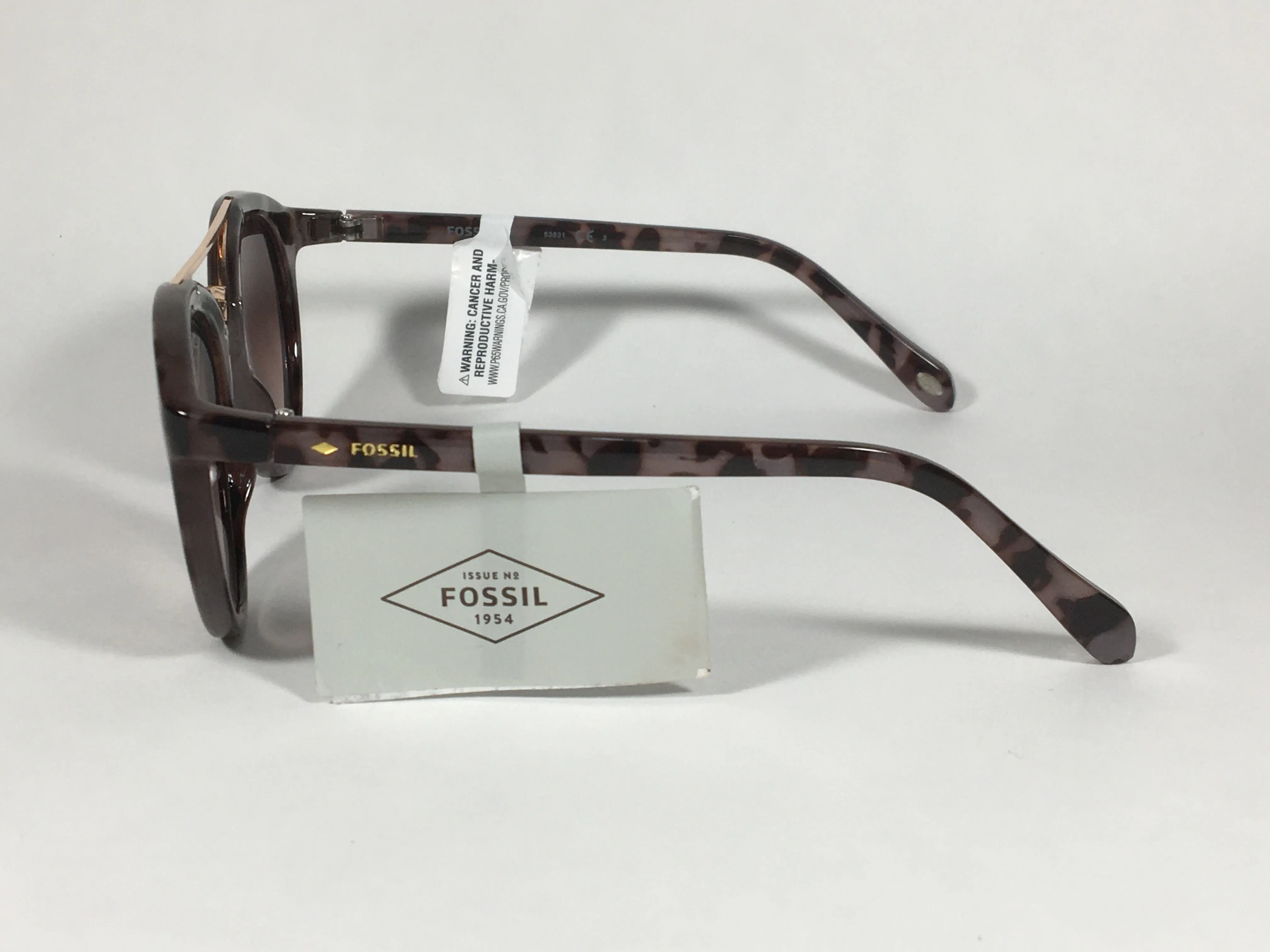 Fossil Round Brow Bar Sunglasses FW151 Brown Frame Brown Gradient Lens