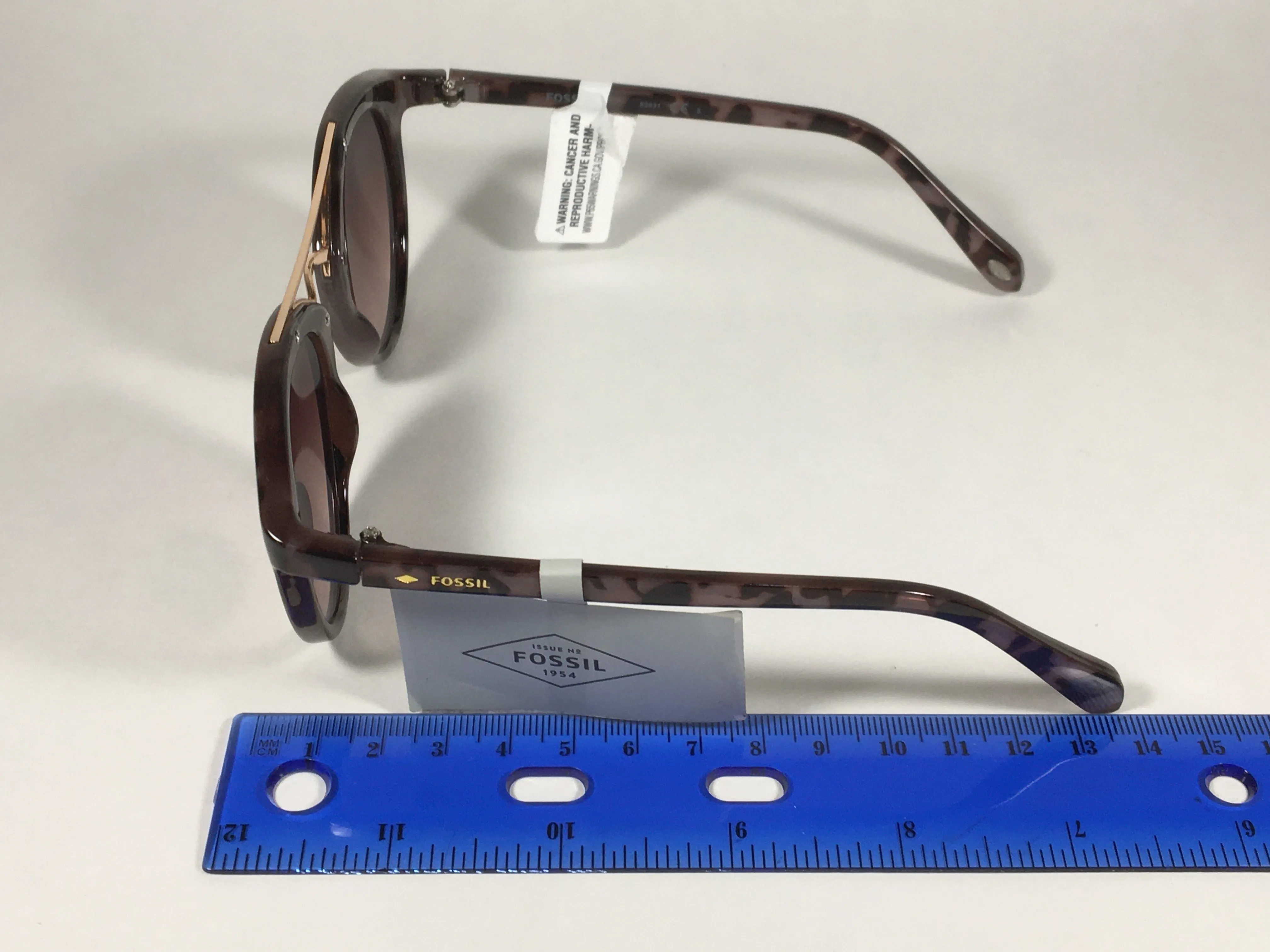 Fossil Round Brow Bar Sunglasses FW151 Brown Frame Brown Gradient Lens