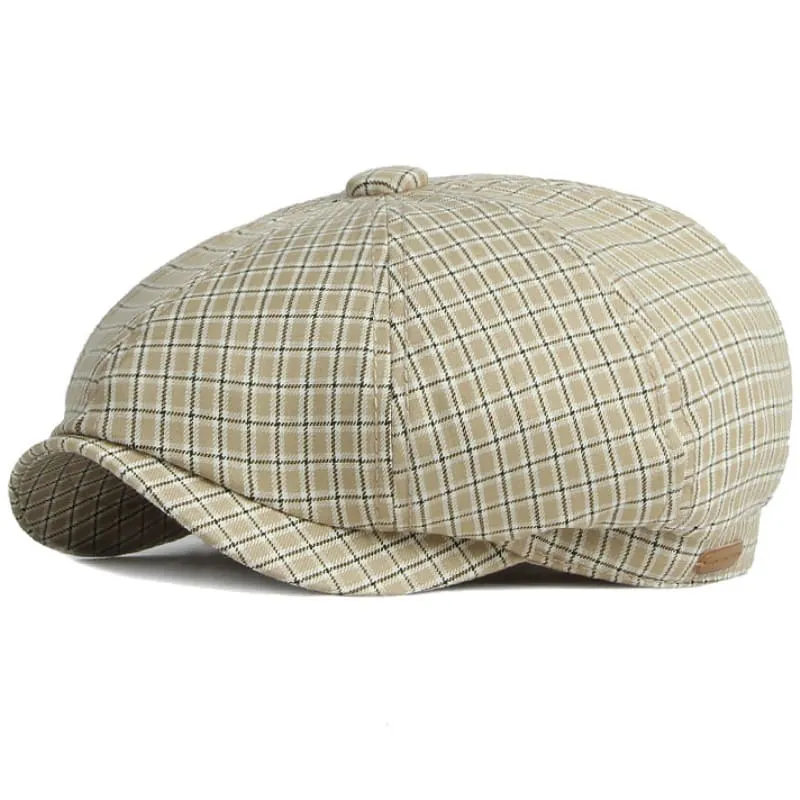 Gante Plaid Cotton Newsboy Cap