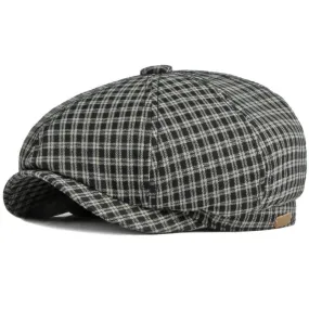Gante Plaid Cotton Newsboy Cap