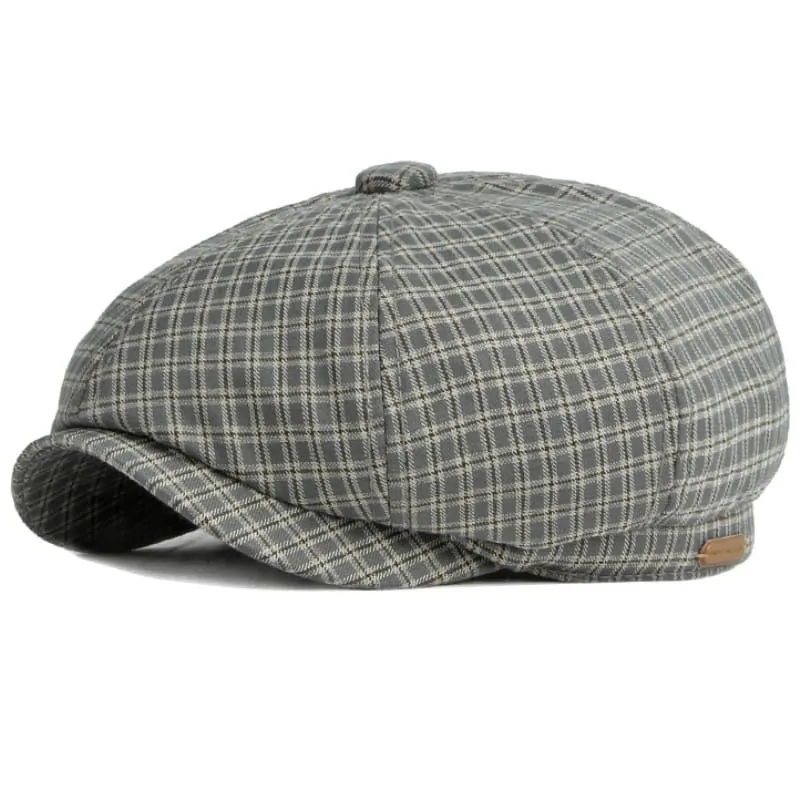 Gante Plaid Cotton Newsboy Cap