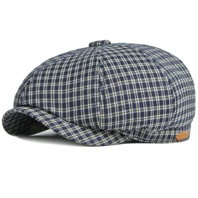 Gante Plaid Cotton Newsboy Cap