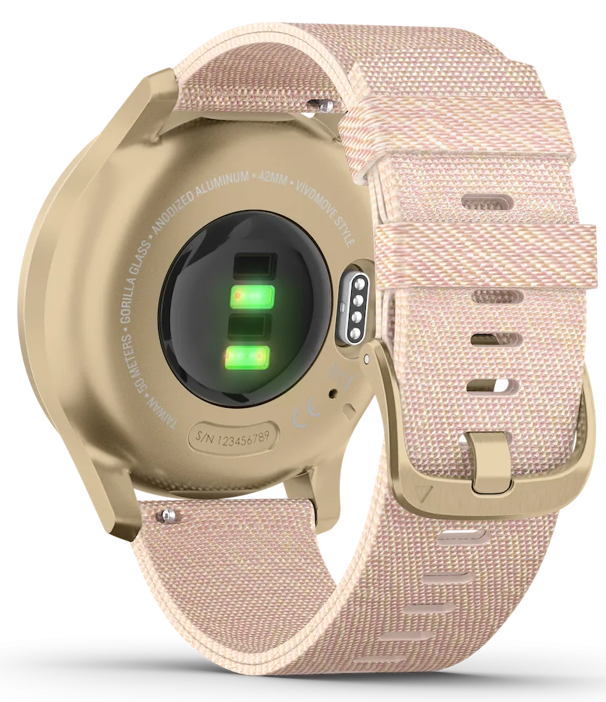 Garmin Vivomove Style Light Gold Aluminium Case Blush Pink Nylon D