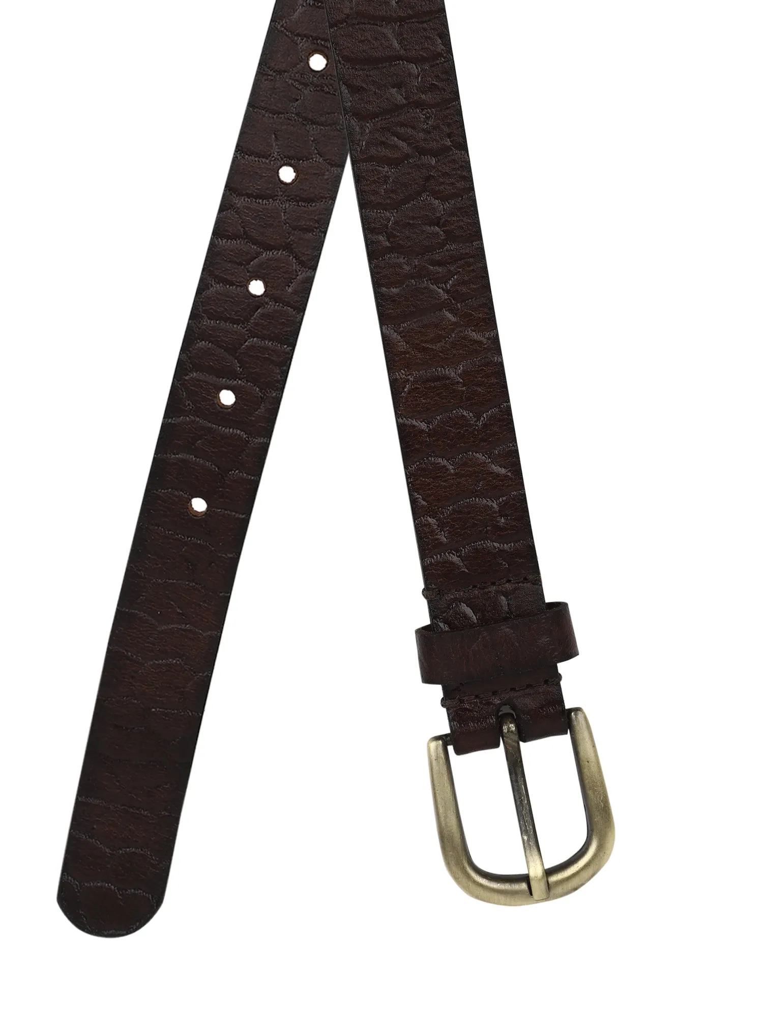 Genuine Leather Brown Croco Embossed Ladies Women's Belt