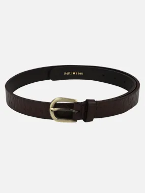 Genuine Leather Brown Croco Embossed Ladies Women's Belt
