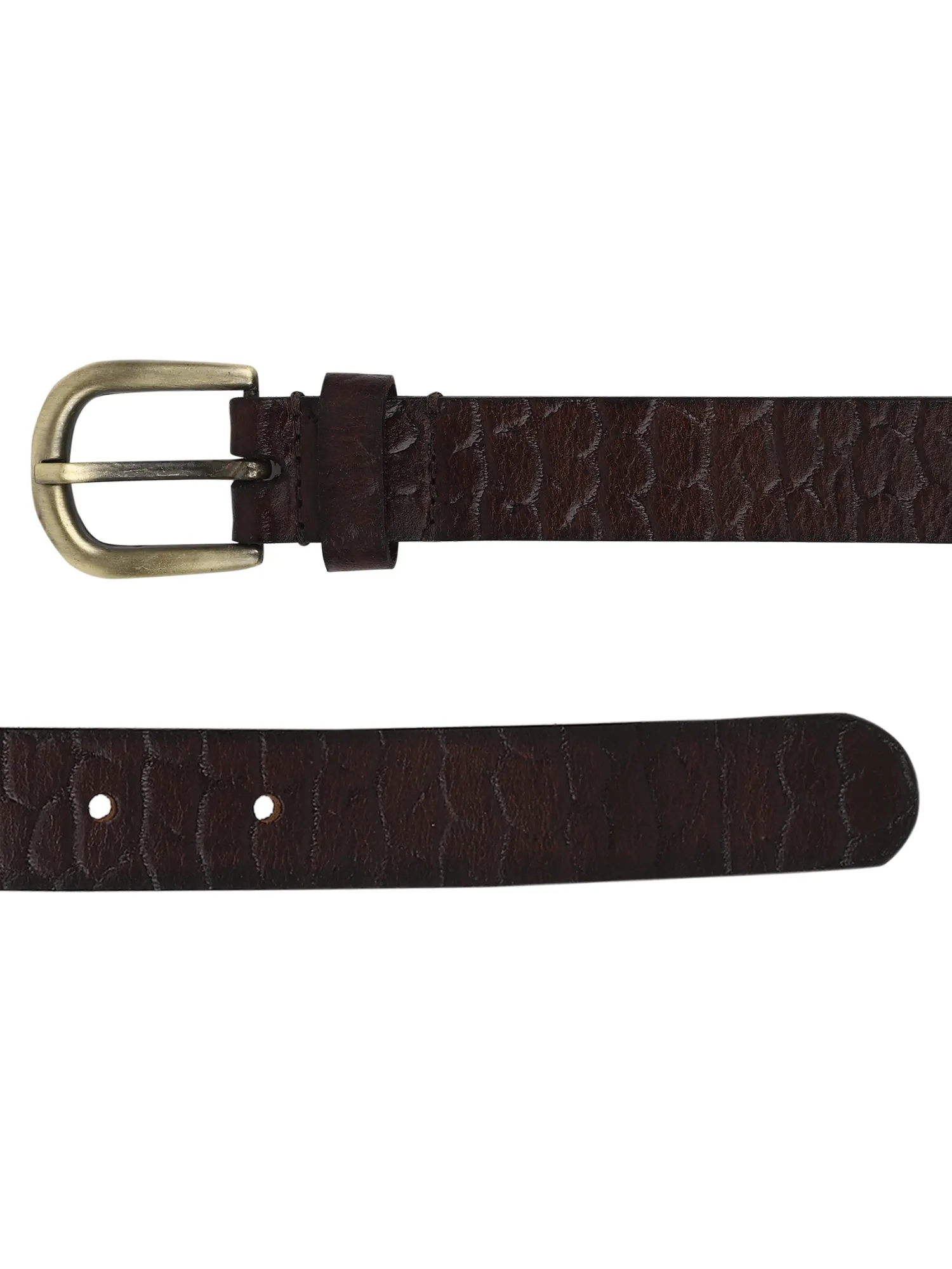Genuine Leather Brown Croco Embossed Ladies Women's Belt