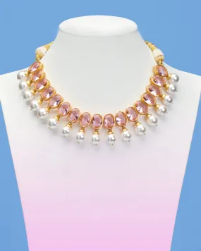 Gia Statement Necklace in Crystal Rose