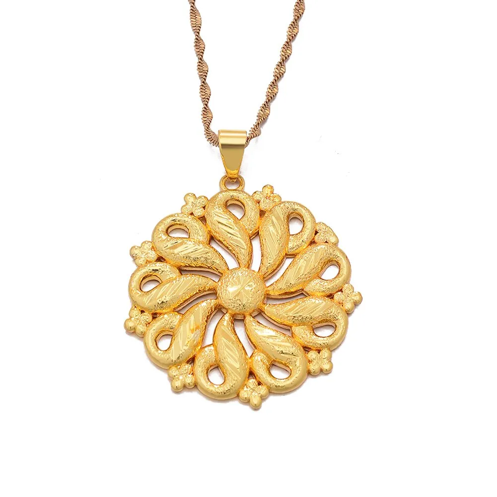 Gold Color Africa Birthday Party Party Dubai  Good Luck Necklace Pendant Heart Chain Necklaces