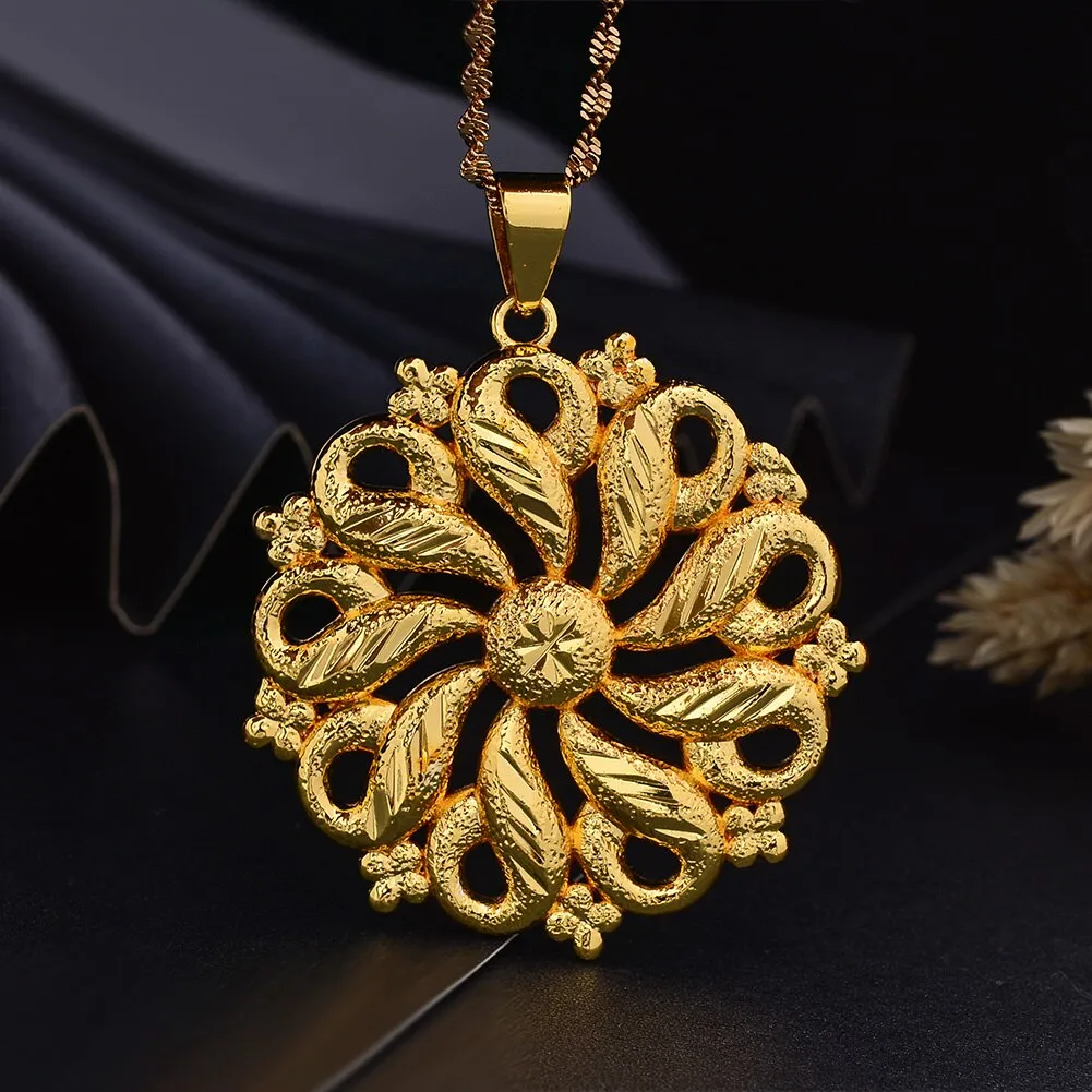 Gold Color Africa Birthday Party Party Dubai  Good Luck Necklace Pendant Heart Chain Necklaces