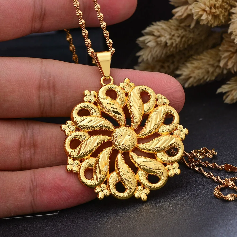 Gold Color Africa Birthday Party Party Dubai  Good Luck Necklace Pendant Heart Chain Necklaces