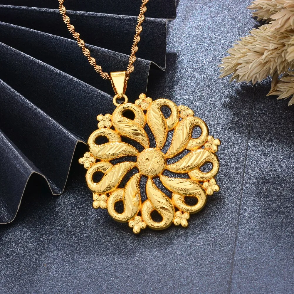 Gold Color Africa Birthday Party Party Dubai  Good Luck Necklace Pendant Heart Chain Necklaces
