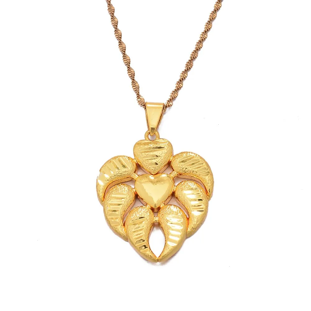 Gold Color Africa Birthday Party Party Dubai  Pendant Heart  Chain Necklaces Wife Jewelry For Women Men