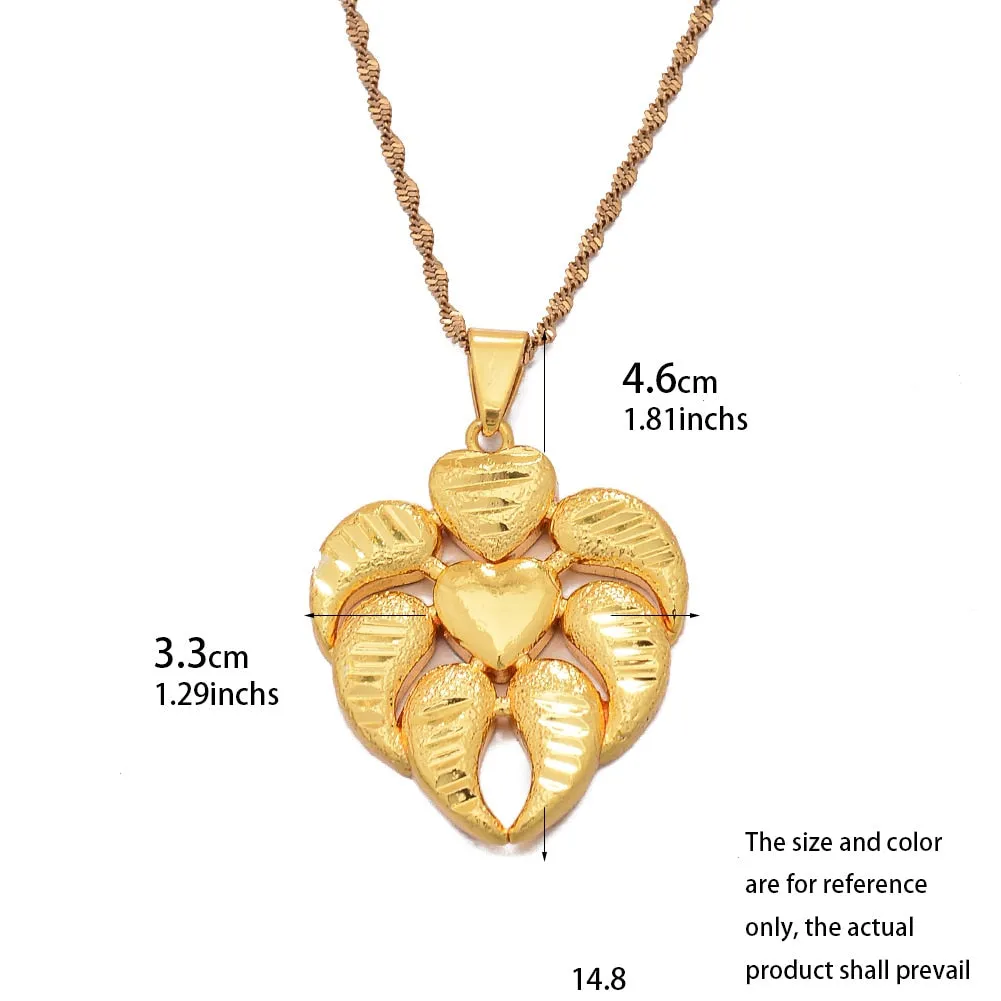 Gold Color Africa Birthday Party Party Dubai  Pendant Heart  Chain Necklaces Wife Jewelry For Women Men