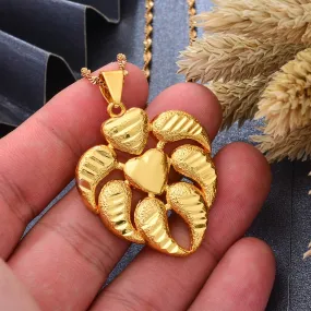 Gold Color Africa Birthday Party Party Dubai  Pendant Heart  Chain Necklaces Wife Jewelry For Women Men